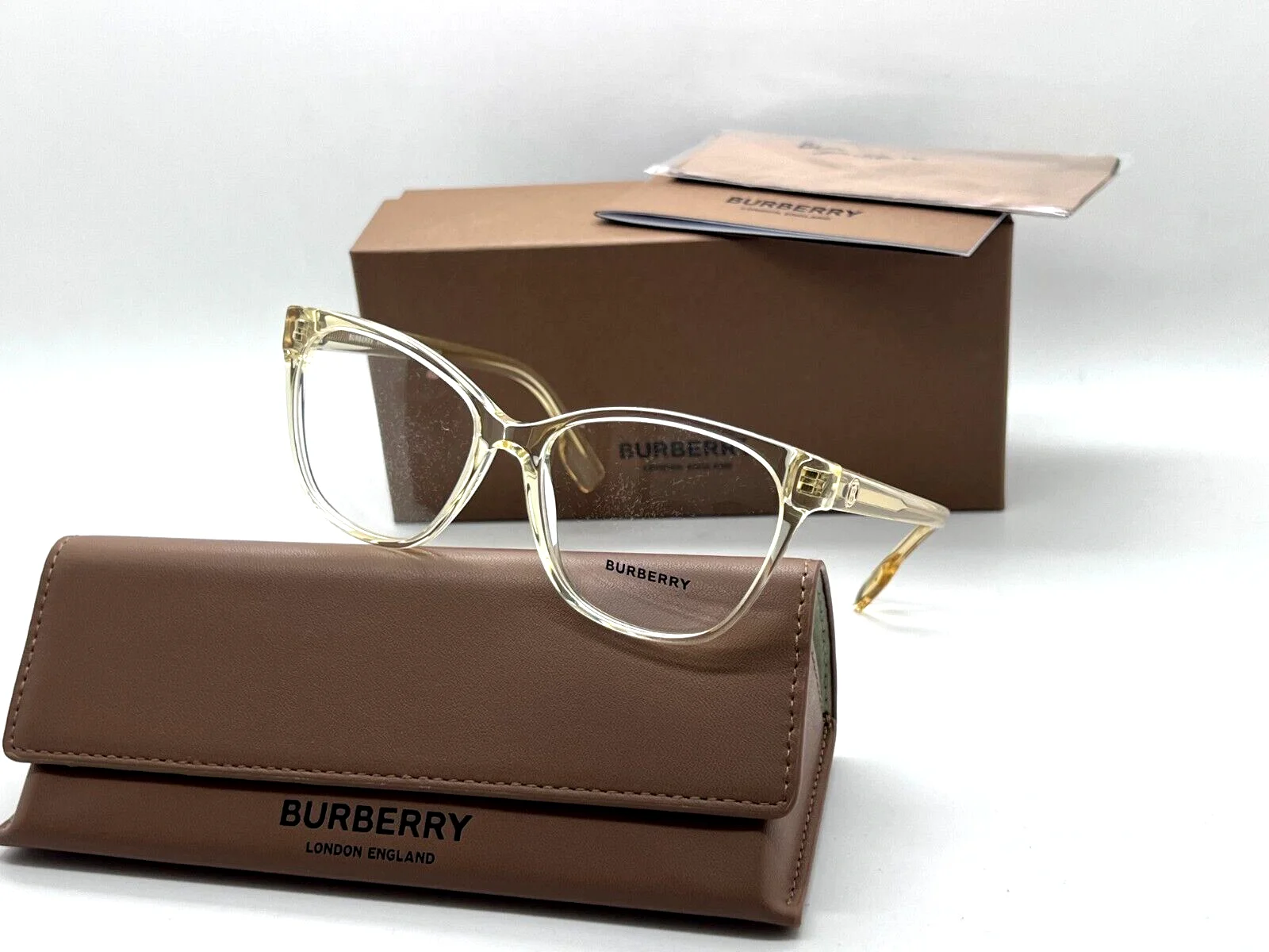 Burberry Eyeglasses B 2345 3852 TRANSPARENT YELLOW FRAME 52-15-140MM NIB ITALY