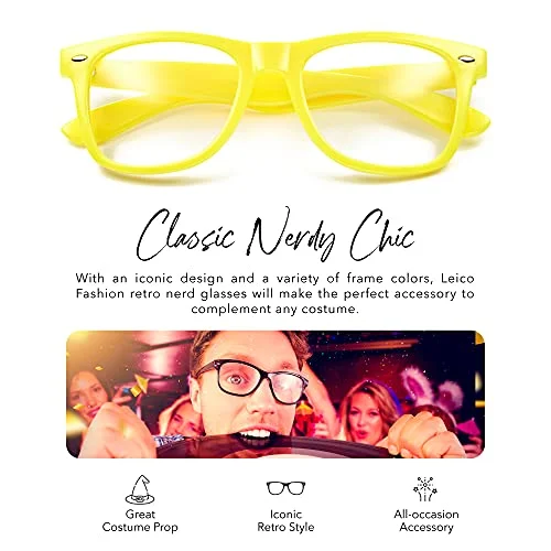 Clear Lens Non-Prescription Retro Fashion Nerd Glasses for Men Women - Cosplay Costume Fake Eyeglasses Frame 2