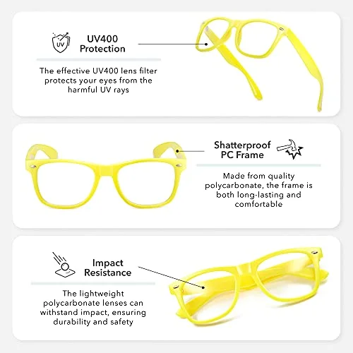Clear Lens Non-Prescription Retro Fashion Nerd Glasses for Men Women - Cosplay Costume Fake Eyeglasses Frame 3