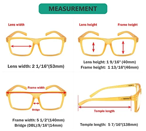 Eyekepper Oversized Glasses for Men Women Square Large Frame Non Prescription Eyeglasses Yellow 2