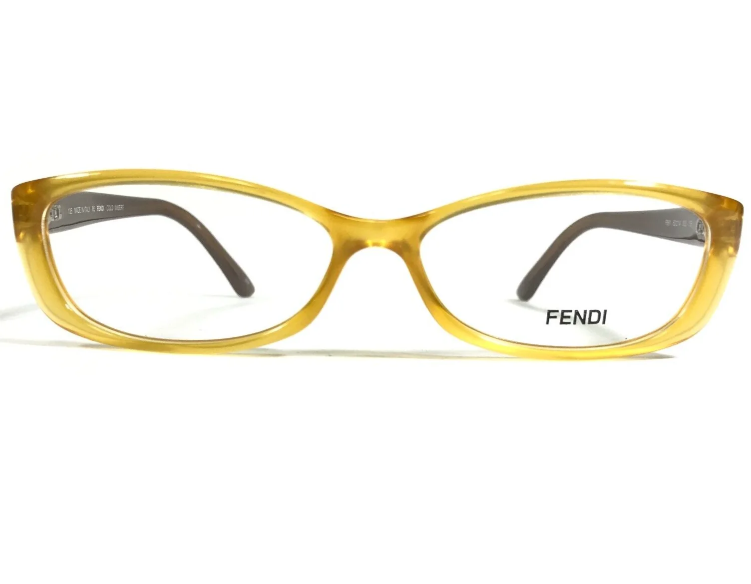 Fendi Eyeglasses Frames F881 832 Brown Clear Yellow Cat Eye Full Rim 52-14-135