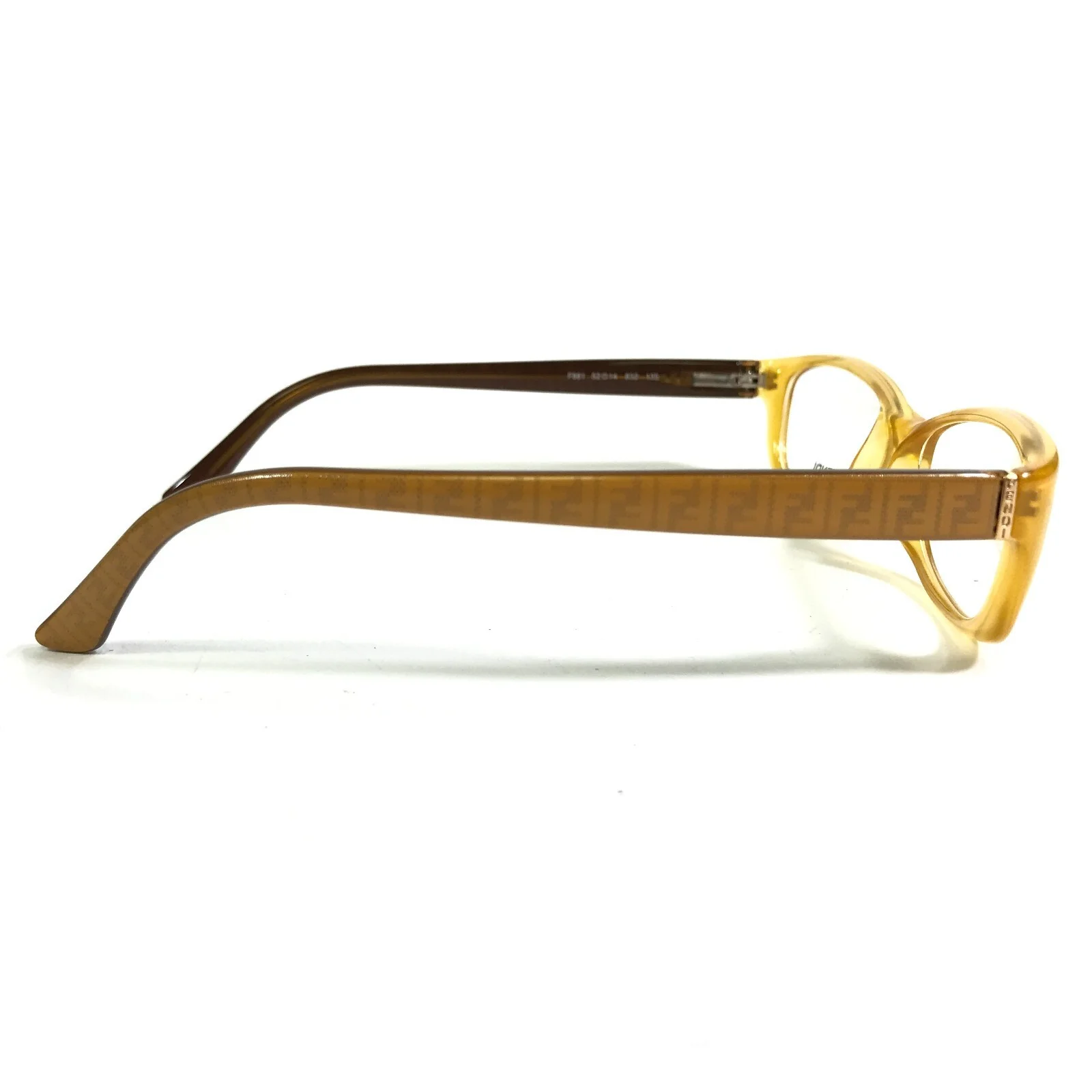 Fendi Eyeglasses Frames F881 832 Brown Clear Yellow Cat Eye Full Rim 52-14-135 3
