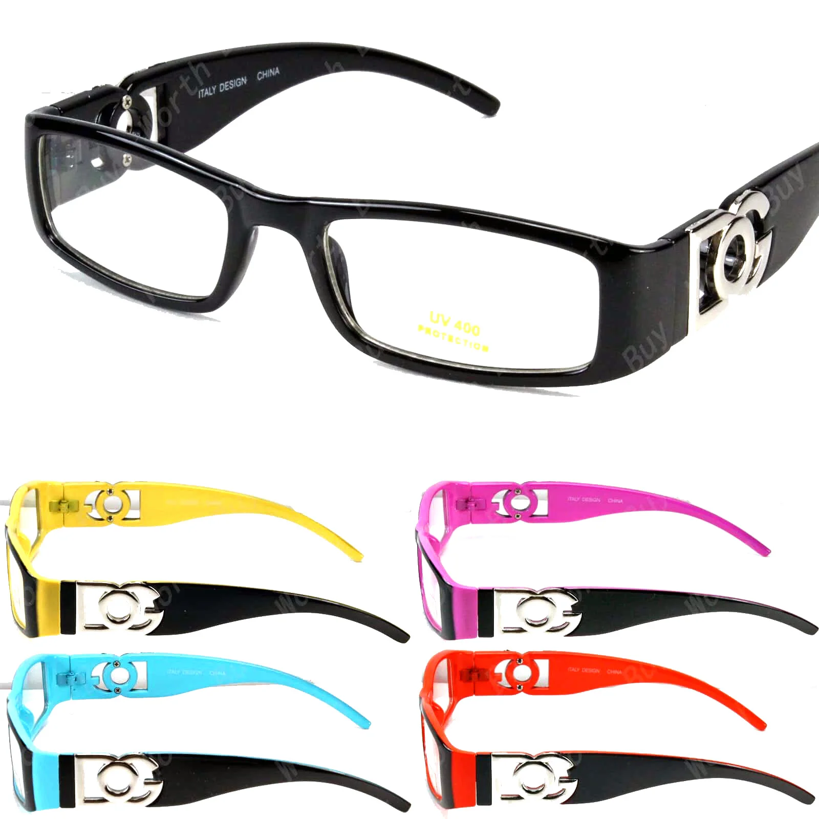 Mens Womens DG Eyewear Clear Lens Eye Glasses Fashion Rectangular Frame Full Rim