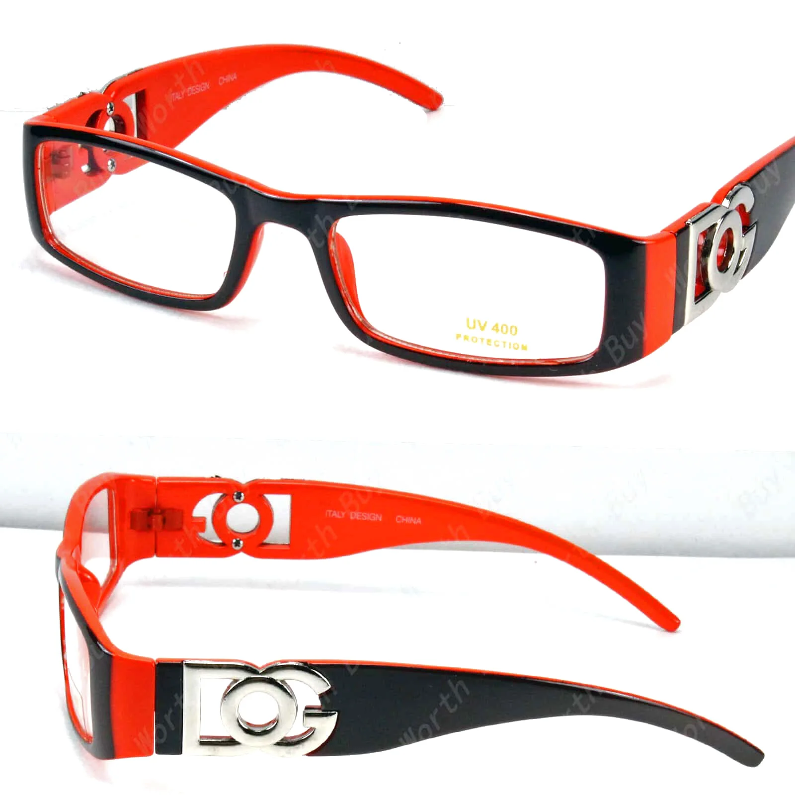 Mens Womens DG Eyewear Clear Lens Eye Glasses Fashion Rectangular Frame Full Rim 3