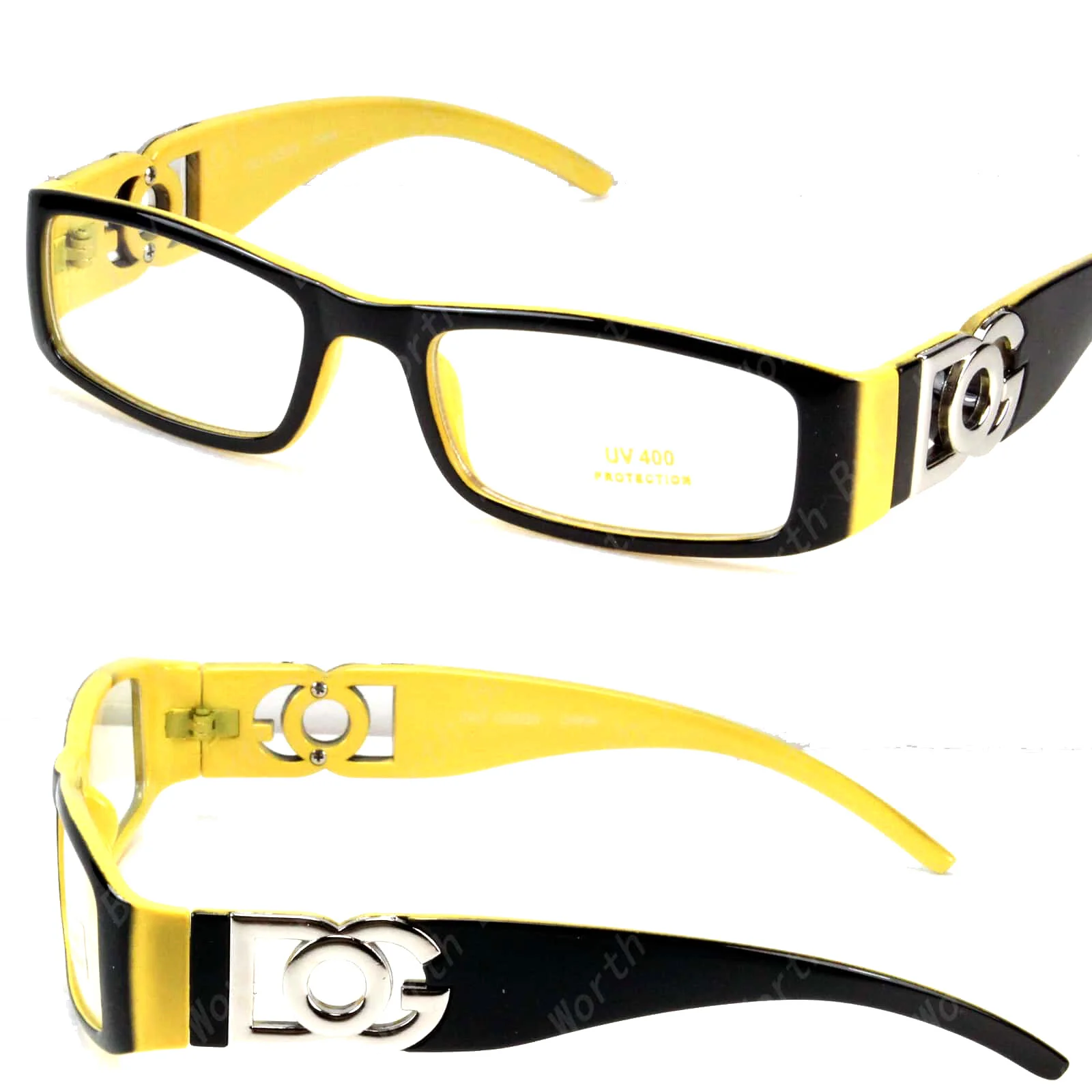 Mens Womens DG Eyewear Clear Lens Eye Glasses Fashion Rectangular Frame Full Rim 4