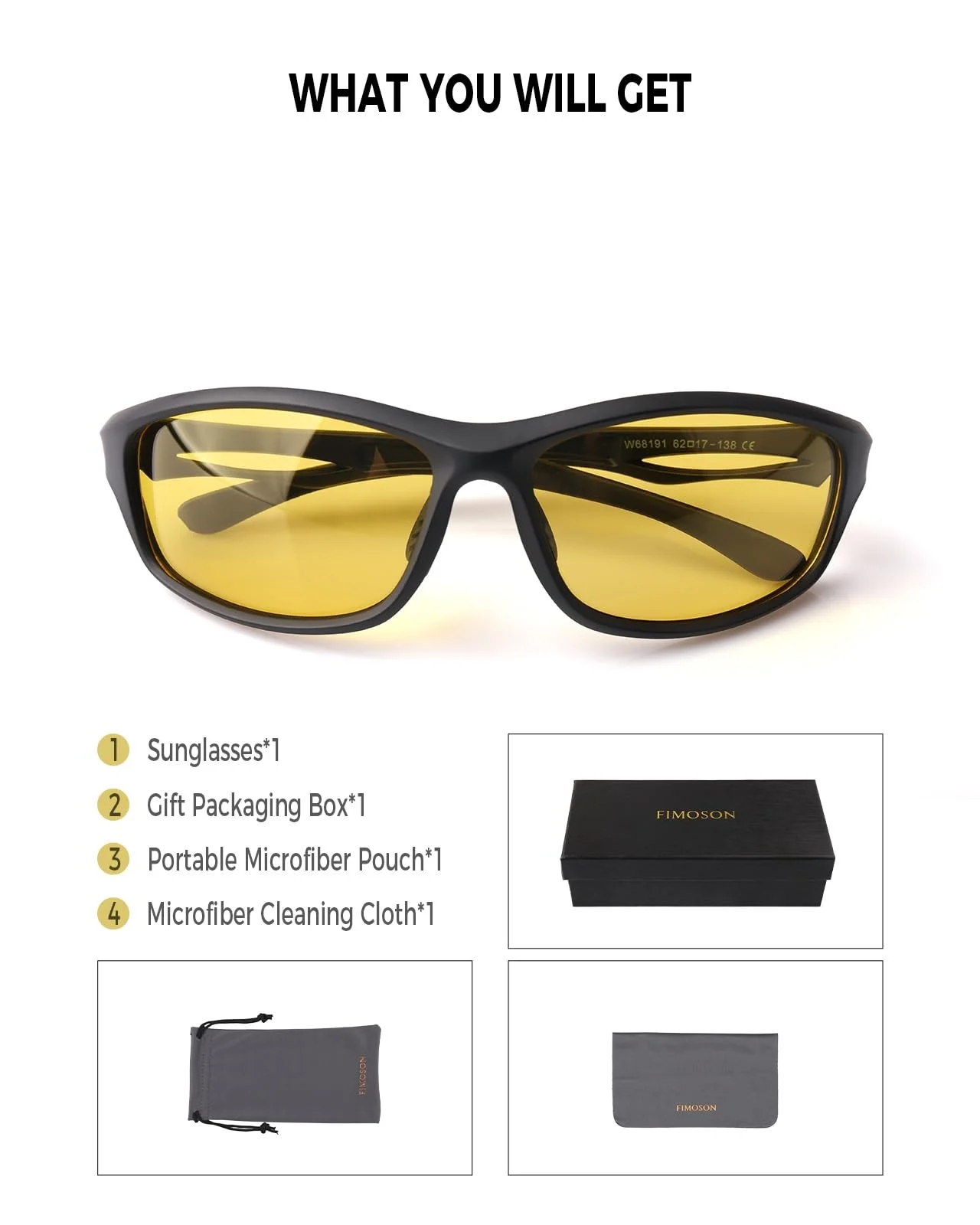 Night Driving Glasses for Men Women Anti Glare HD Polarized Yellow Tinted Nig 2