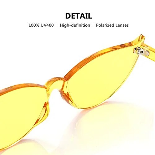 OLINOWL Cat Eye Rimless Sunglasses Oversized One Piece Colored Transparent Eyewear Retro Eyeglasses for Women Men 2