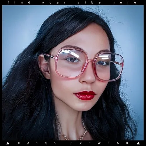 SA106 Womens 90s Oversize Rectangular Butterfly Clear Lens Eyeglasses Yellow Gold Frame 3