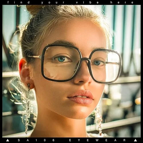 SA106 Womens 90s Oversize Rectangular Butterfly Clear Lens Eyeglasses Yellow Gold Frame 4
