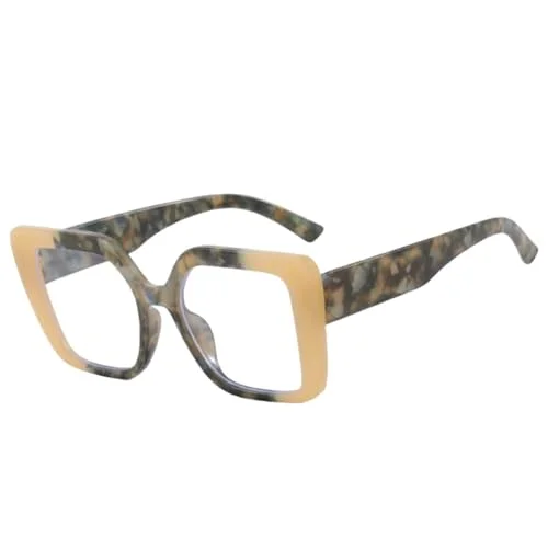 Shiratori Blue Light Blocking Glasses with Rectangle Frame and Chic Preppy Look for Women ， Advanced 99% Blue Light Blocking Computer Glasses Yellow
