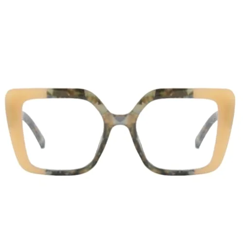 Shiratori Blue Light Blocking Glasses with Rectangle Frame and Chic Preppy Look for Women ， Advanced 99% Blue Light Blocking Computer Glasses Yellow 2