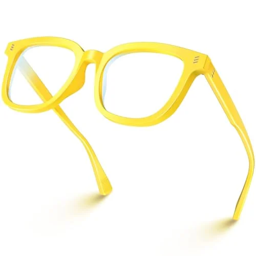VISOONE Corn Yellow Square Blue Light Blocking Glasses TR90 Fun Women Men NOE