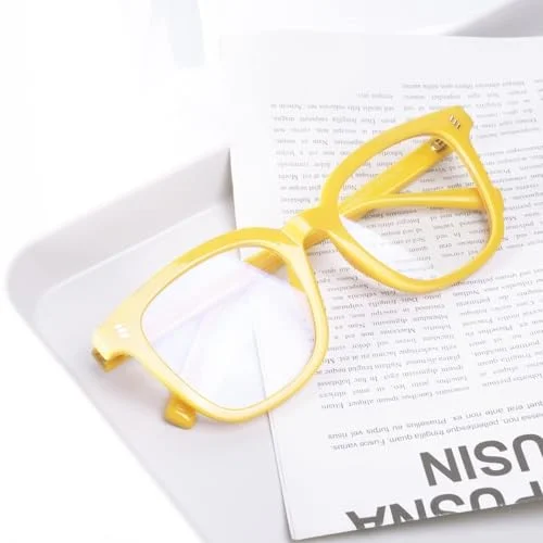 VISOONE Corn Yellow Square Blue Light Blocking Glasses TR90 Fun Women Men NOE 3