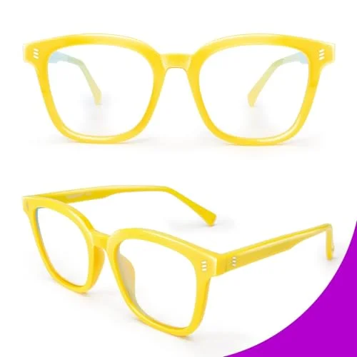 VISOONE Corn Yellow Square Blue Light Blocking Glasses TR90 Fun Women Men NOE 4